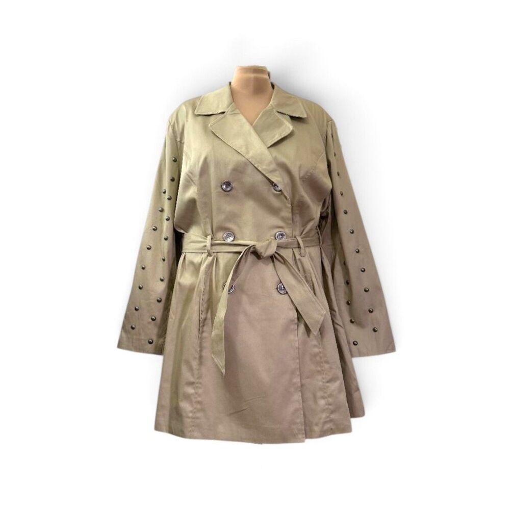 ASHLEY STEWART Studded Sleeve Trench Coat, NWT! Size 26